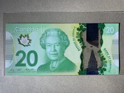 【礼羽收藏】🌏世界钱币拍卖第124期 - 【FYS0896099】全新UNC加拿大20元 塑料钞 倒置号 无3457双尾99