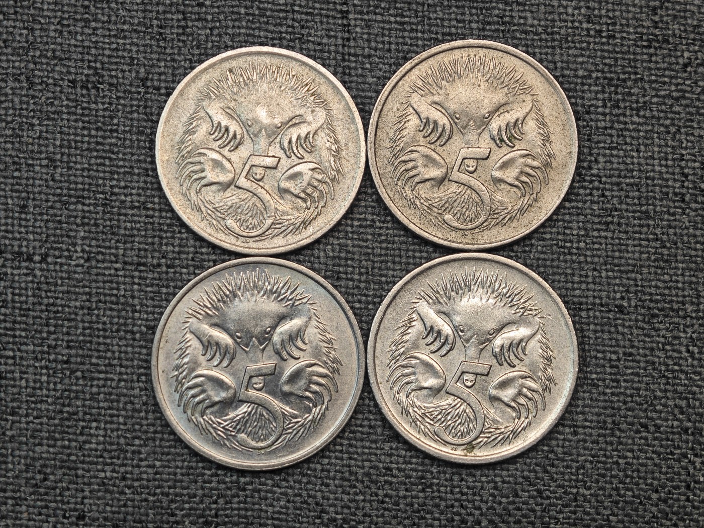 外国硬币收藏店第6期 澳大利亚老版女王针鼹鼠5分4枚