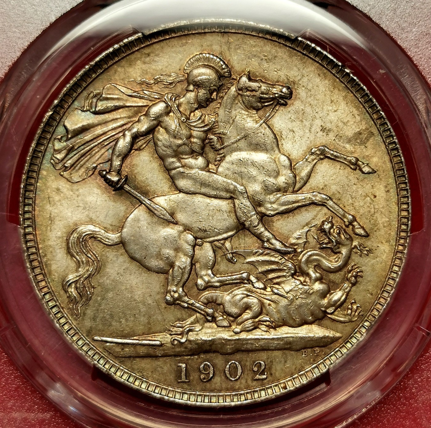 凡希万国世界钱币年度大拍第二季 PCGS MS63 1902年英国爱德华七世马剑克朗 环金彩