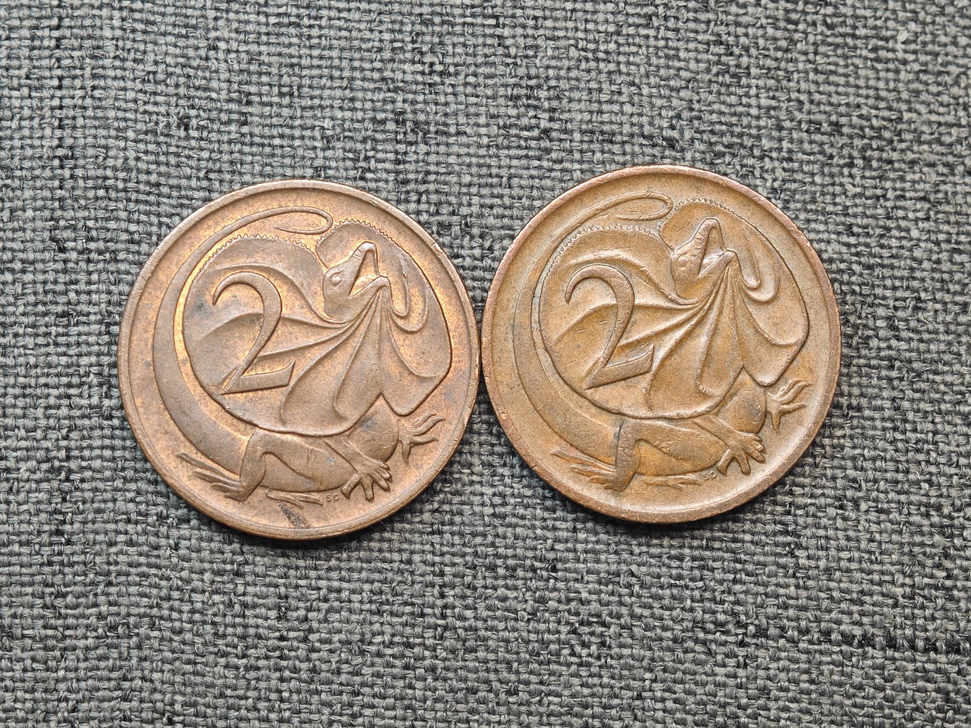 外国硬币收藏店第6期 澳大利亚老版女王伞蜥2分2枚