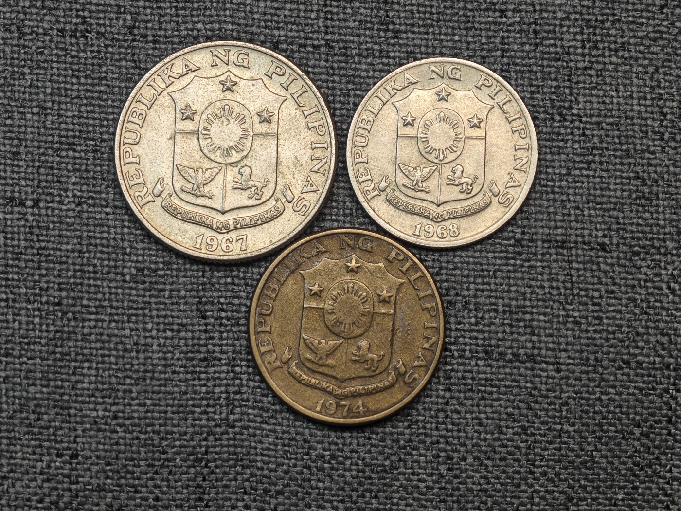 外国硬币收藏店第6期 菲律宾1967-1974年25、10、5分小额辅币3枚