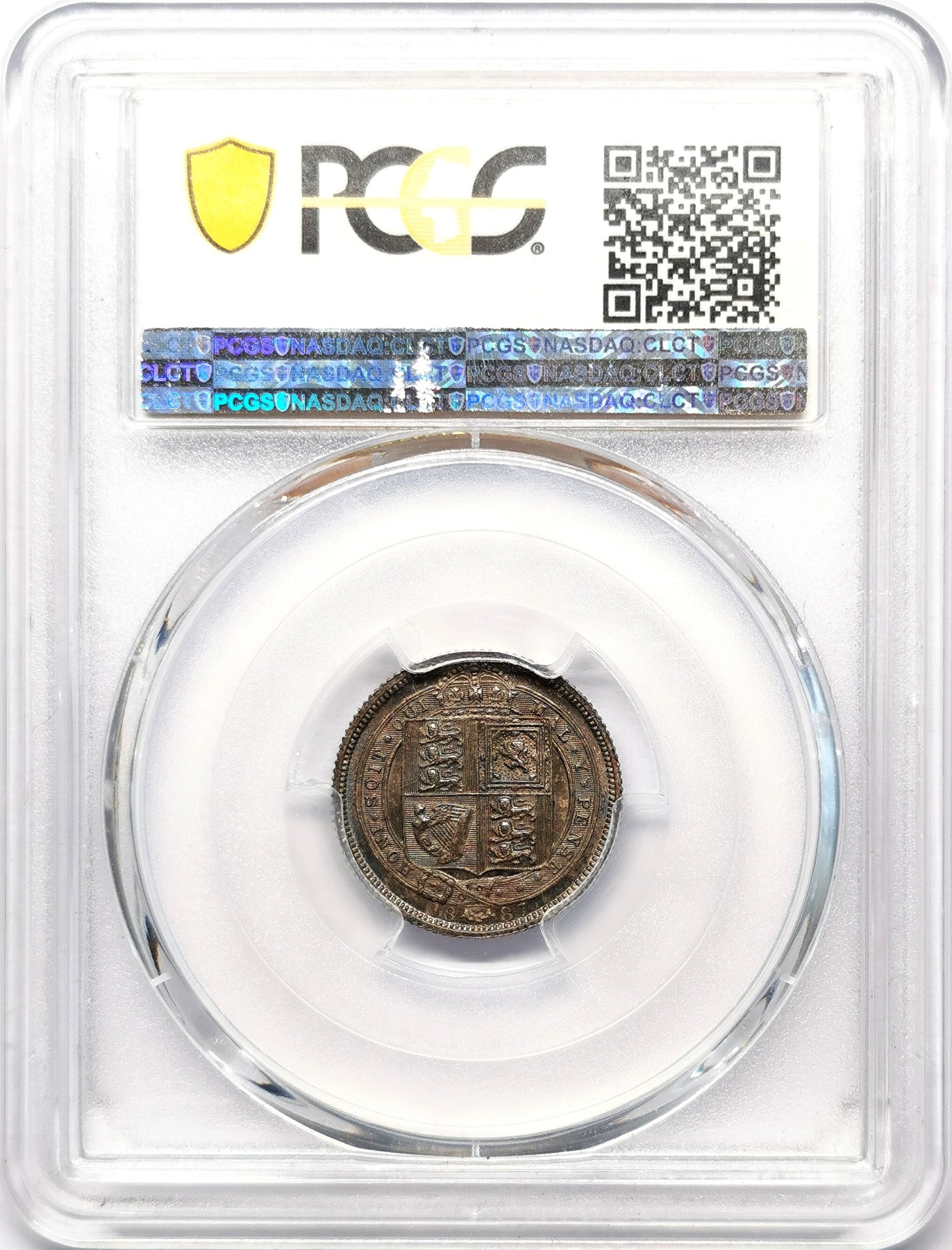 凡希万国世界钱币年度大拍第二季 PCGS MS64 1887英国老维高冠6便士 黑彩！
