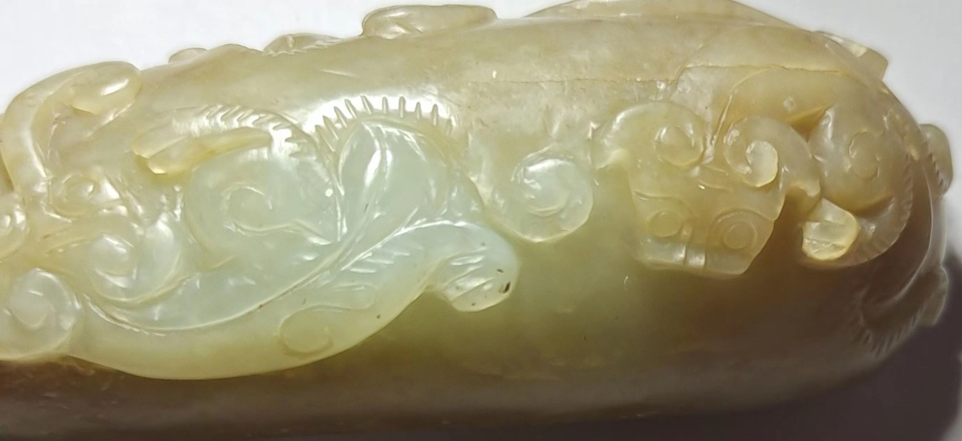 中国清代玉器手把件。