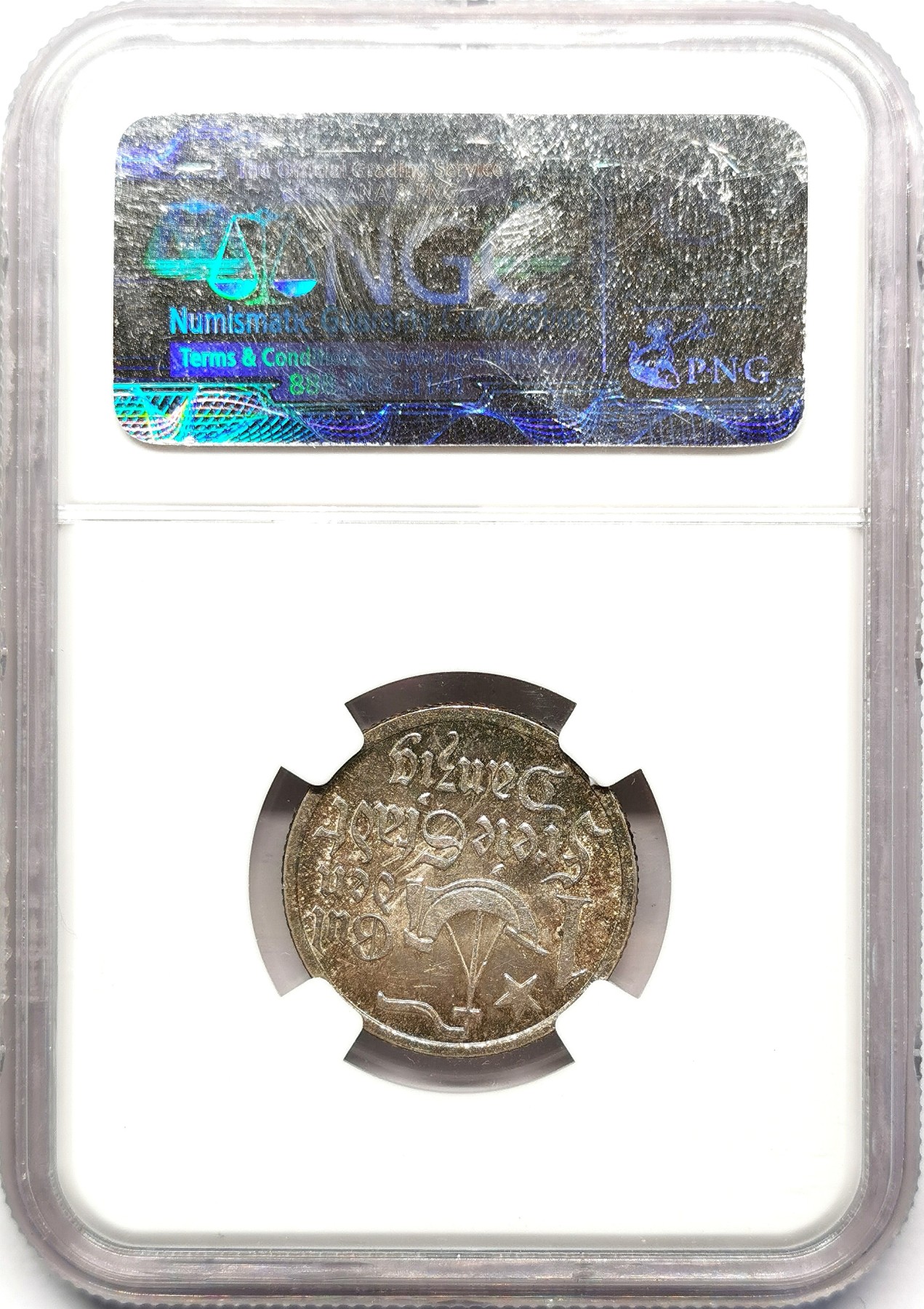 凡希万国世界钱币年度大拍第二季 NGC MS62 1923但泽自由港1盾银币 环彩！