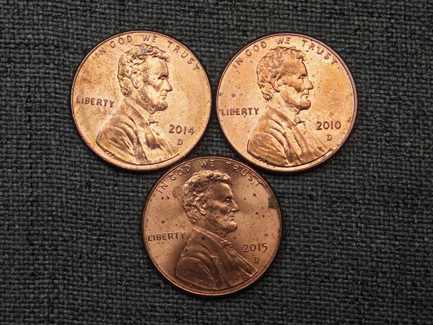 外国硬币收藏店第6期 美国新版林肯盾牌1美分3枚