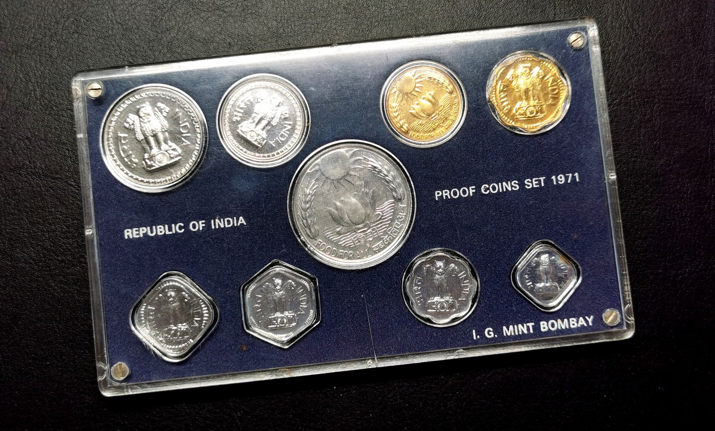 凡希万国世界钱币年度大拍第二季 1971印度共和国精铸PS全套九枚 原厂封装潜力品种！
