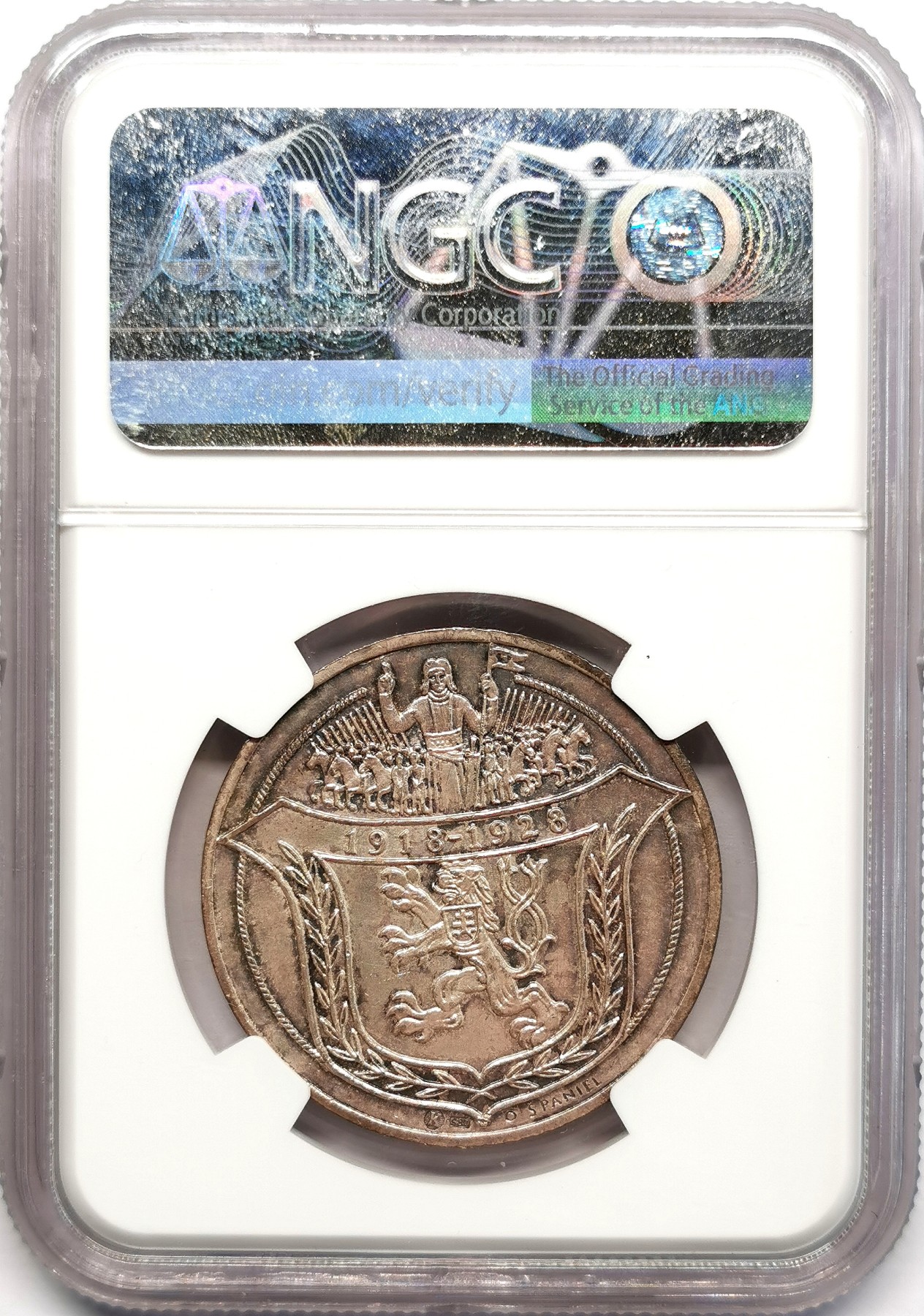 凡希万国世界钱币年度大拍第二季 NGC MS62 1928捷克独立纪念5D银币 少见品种！