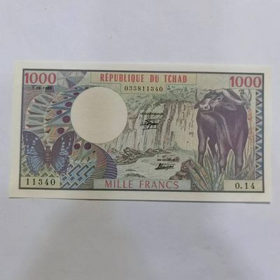 各国外币第六期 - 乍得1000法郎纸币1980年大水牛 全新