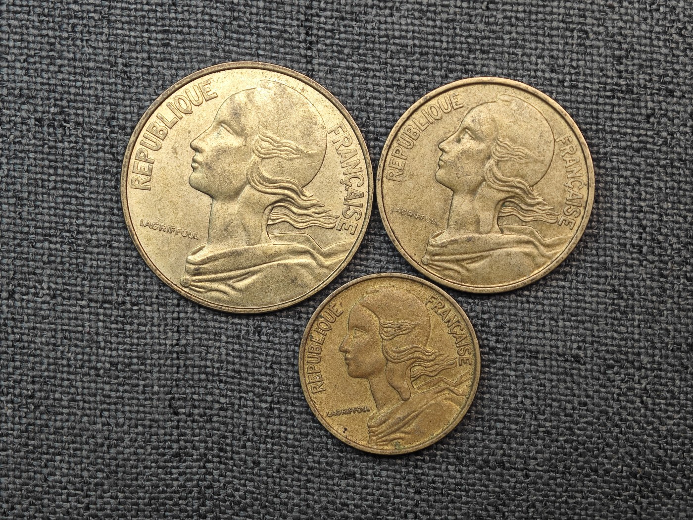 外国硬币收藏店第6期 法国女神20、10、5生丁铜币3枚