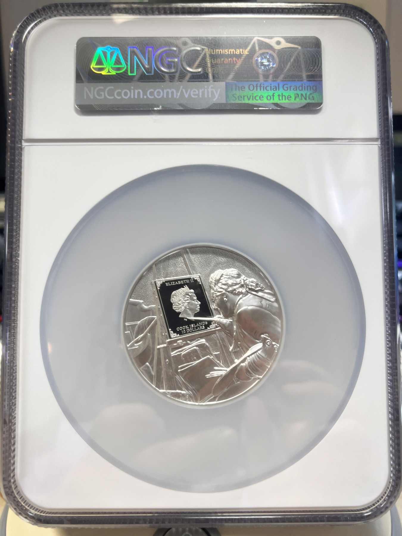 【海寧潮ZL】库克2022年画家梵高彩色2盎司精制纪念银币NGC-PF70原盒证书