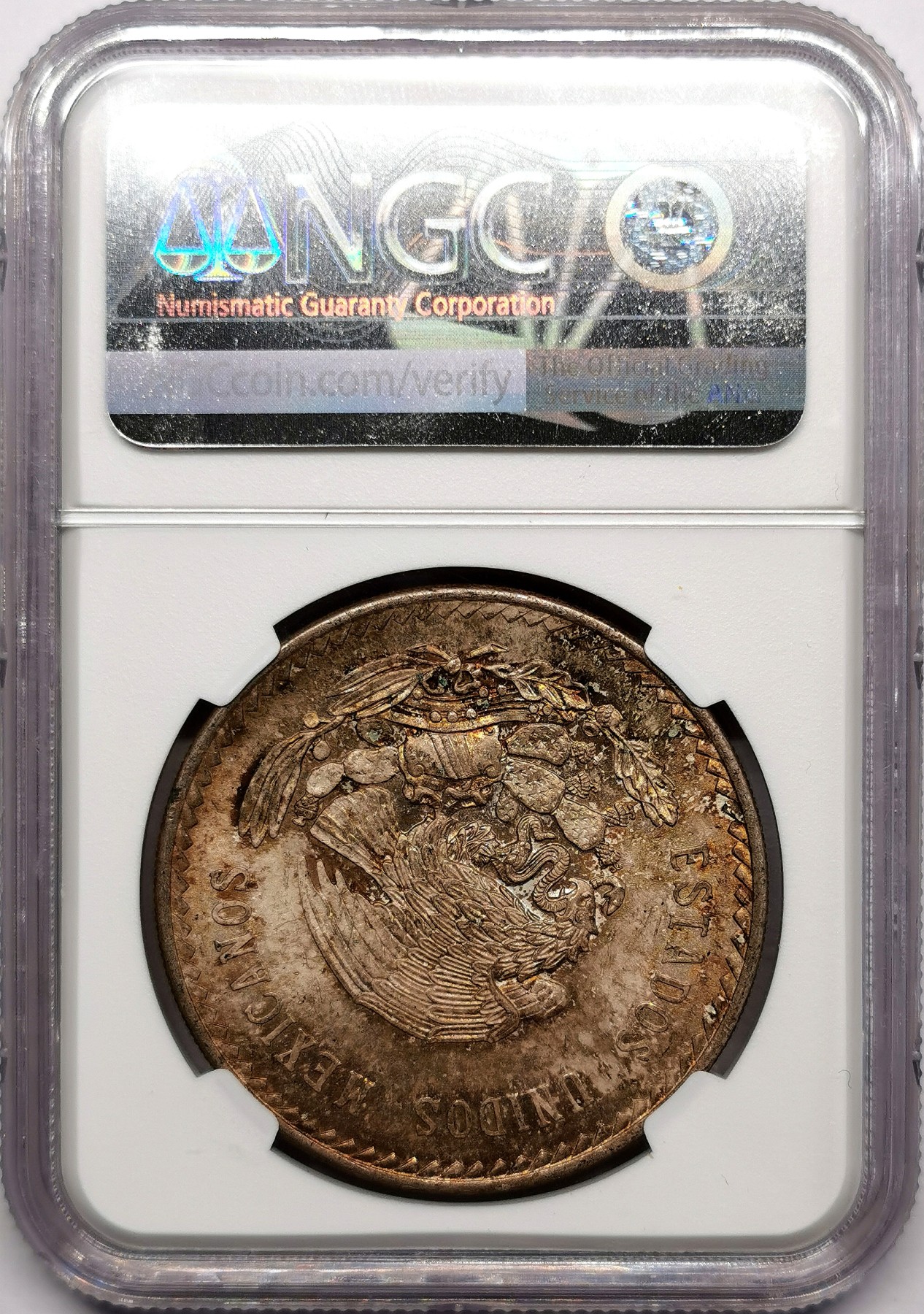 凡希万国世界钱币年度大拍第二季 NGC MS66 1948年墨西哥玛雅人鹰洋5比索大银 顶级五彩BU品