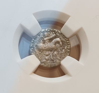 瓶子🏺第123期拍卖会  印度-塞克王朝阿泽里西斯银币 公元前57-前35年 山南赭时造市场 2.13克