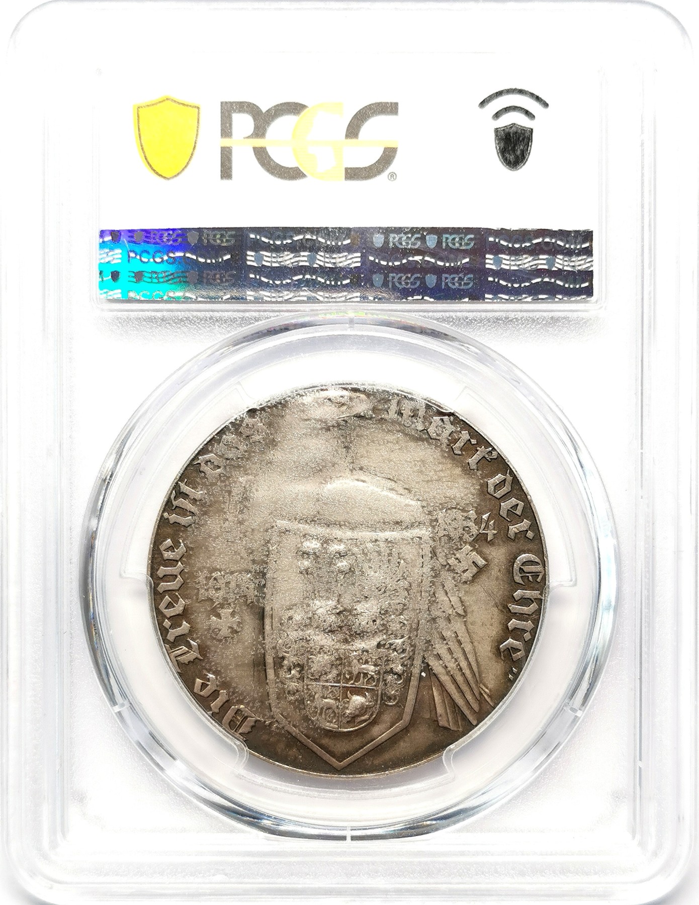凡希万国世界钱币年度大拍第二季 PCGS SP61 1934年德国前魏玛共和国总统兴登堡下葬在帝国东普鲁士坦能堡纪念银章 民社党一把手亲自为其念祷文 与一把手大事记银章为同一设计师