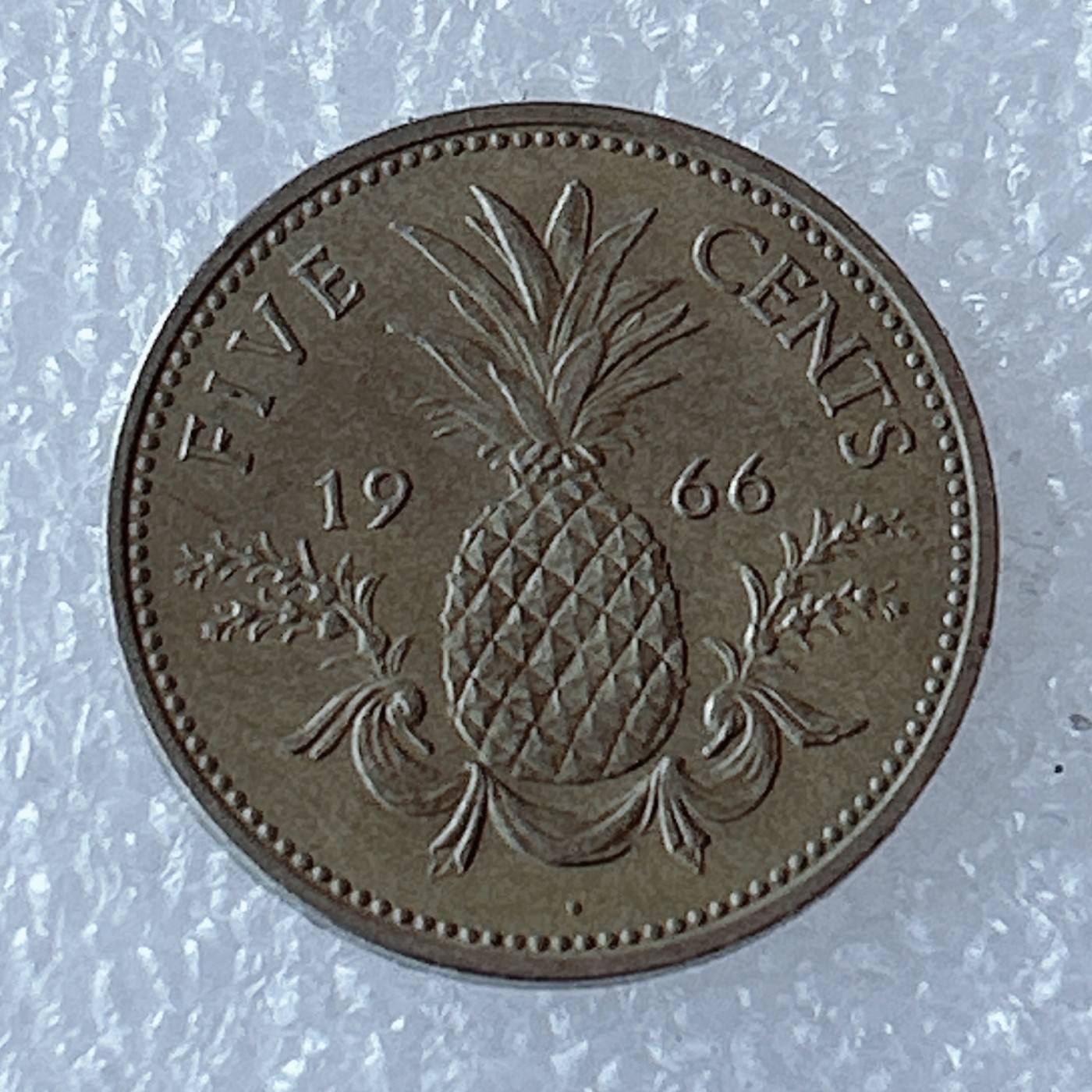 海外回流1元起拍小铺 各国钱币散币场 第3期 1966年英属巴哈马5分 菠萝