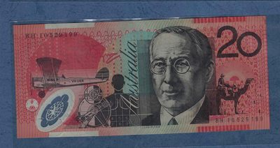 澳大利亚2010年20元 无47 双尾99 塑料钞 实物图 八五品 - 澳大利亚2010年20元 无47 双尾99 塑料钞 实物图 八五品