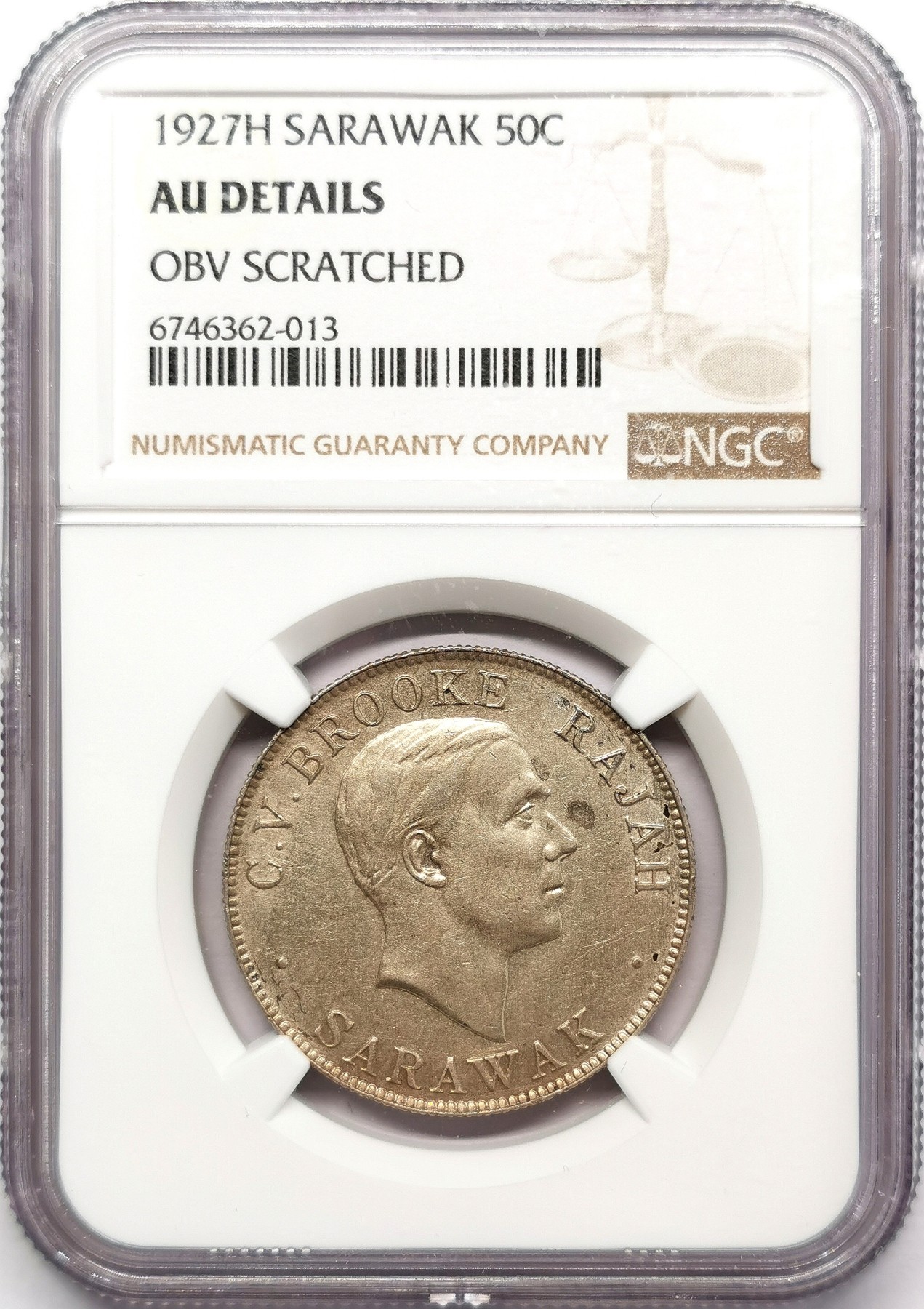 凡希万国世界钱币年度大拍第二季 NGC AUD 1927H沙捞越50分银币 喜敦厂出品实物很不错！