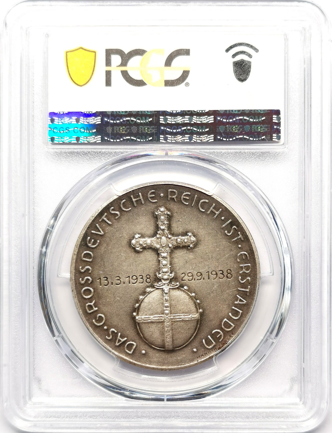 凡希万国世界钱币年度大拍第二季 PCGS SP61 1938年德国一把手纪念吞并奥地利银章 名誉品种