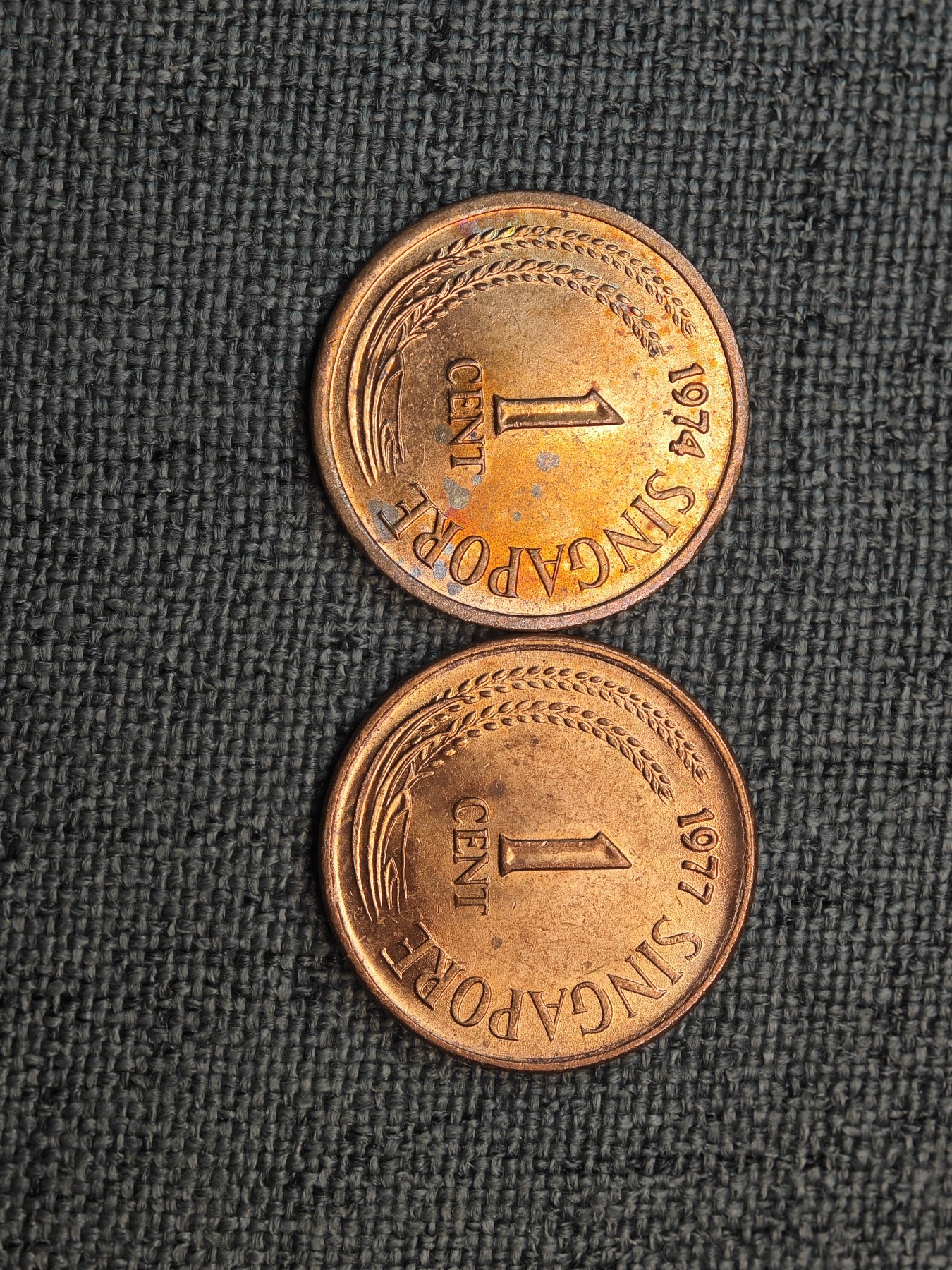 外国硬币收藏店第6期 新加坡70年代喷泉版1分2枚