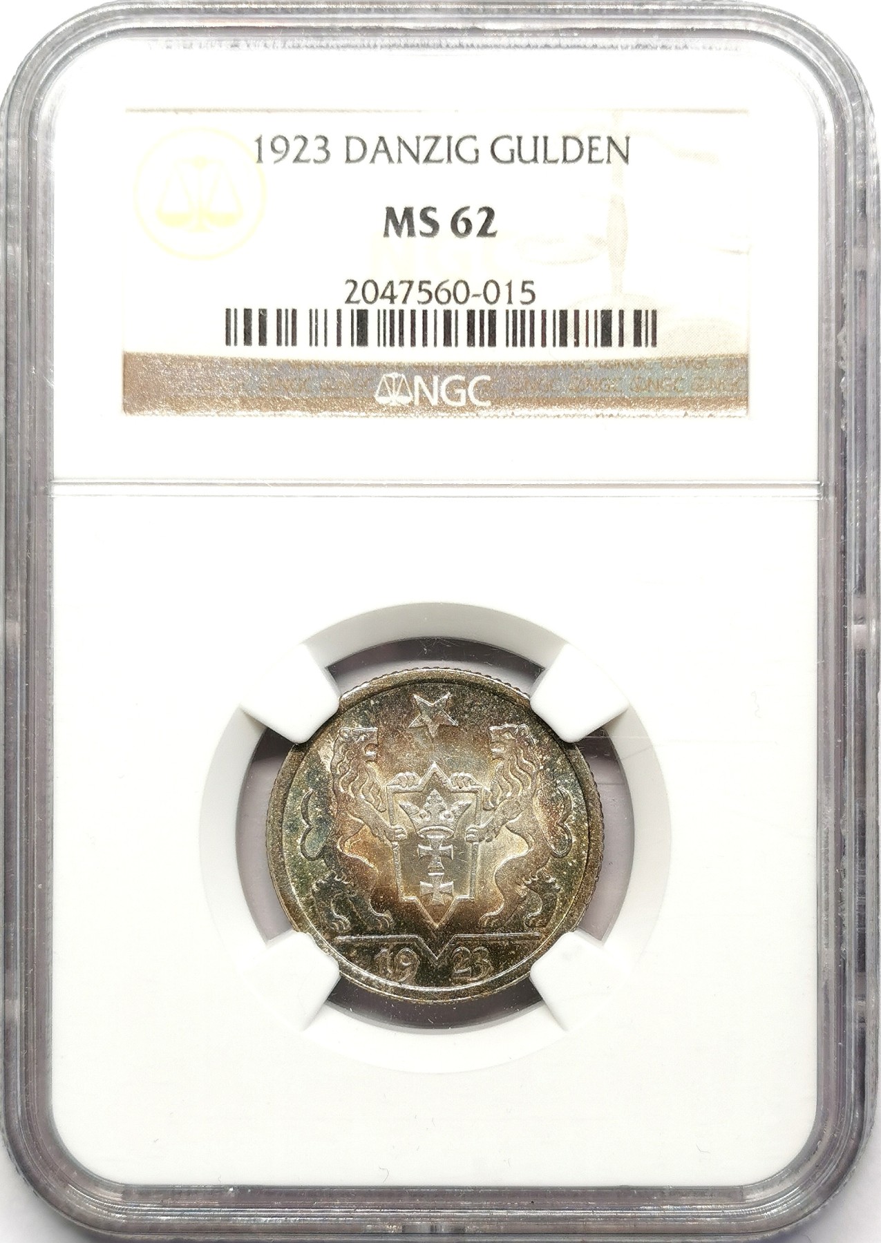 凡希万国世界钱币年度大拍第二季 NGC MS62 1923但泽自由港1盾银币 环彩！