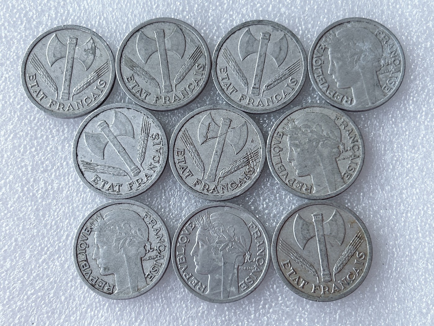 全场一元起拍 世界散币、银币专场 第51期 法国2法郎铝币 两个版本 10枚