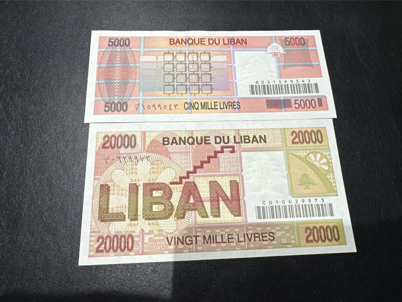 《外钞收藏家》第三百二十四期 地中海四国专场（土耳其/塞浦路斯/叙利亚/黎巴嫩） 黎巴嫩银行次版5000和2万 两张一起 全新 5000面额边裁切不齐