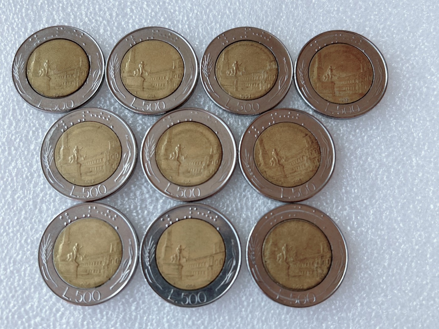 全场一元起拍 世界散币、银币专场 第51期 意大利500里拉双色硬币 10枚