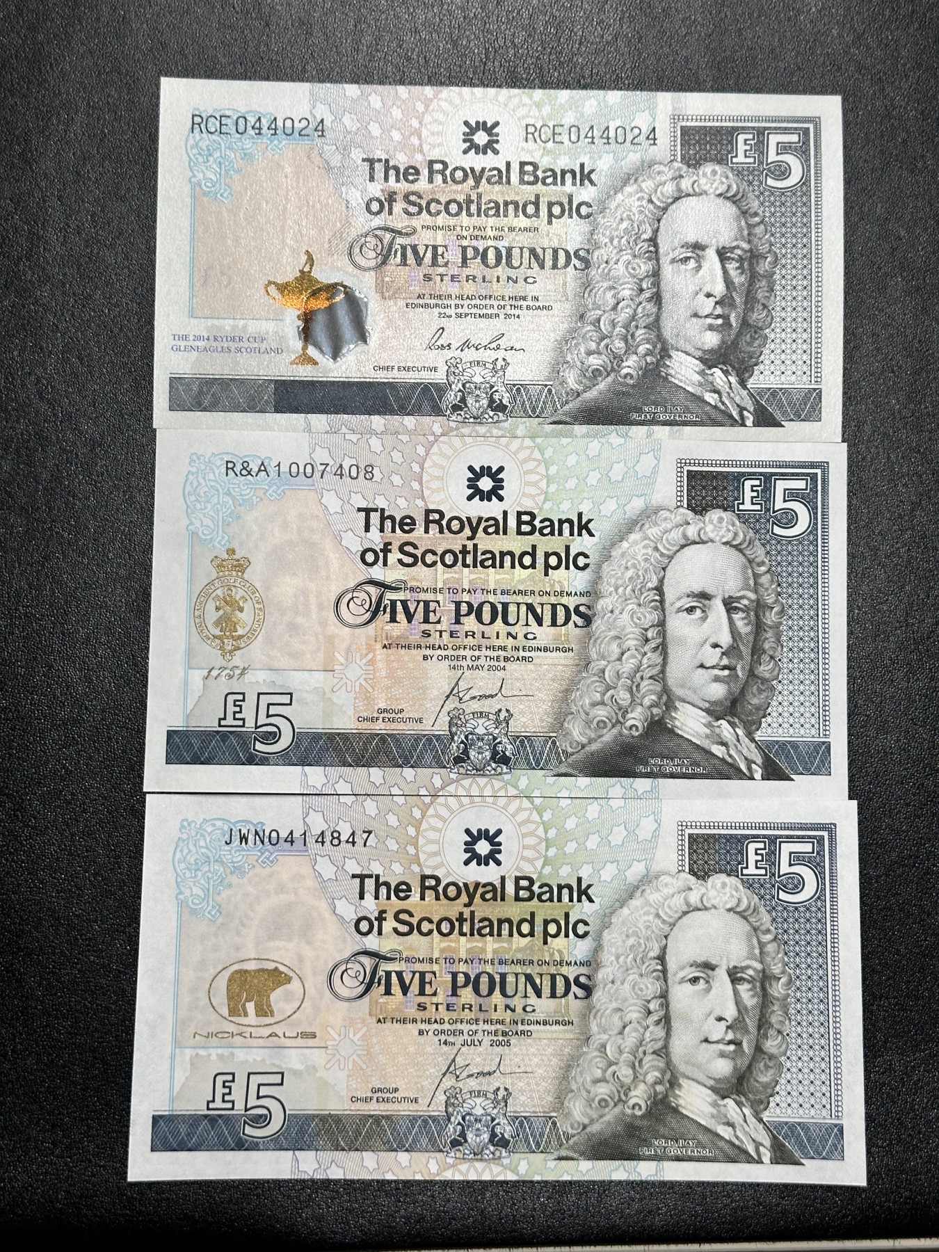 《外钞收藏家》第三百二十六期（连拍第三场） 苏格兰5镑 三张纪念钞 全新UNC