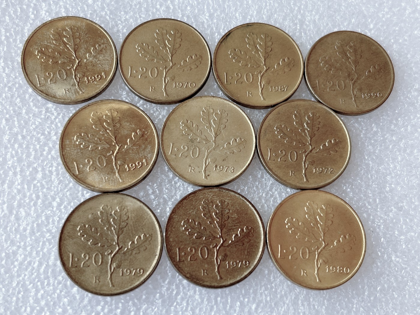 全场一元起拍 世界散币、银币专场 第51期 意大利20里拉硬币 女神和橡树枝 10枚