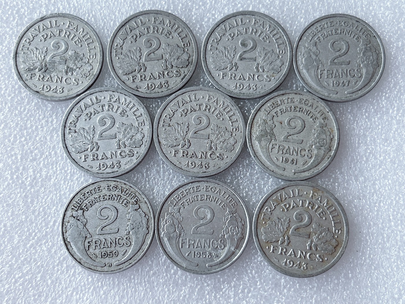 全场一元起拍 世界散币、银币专场 第51期 法国2法郎铝币 两个版本 10枚