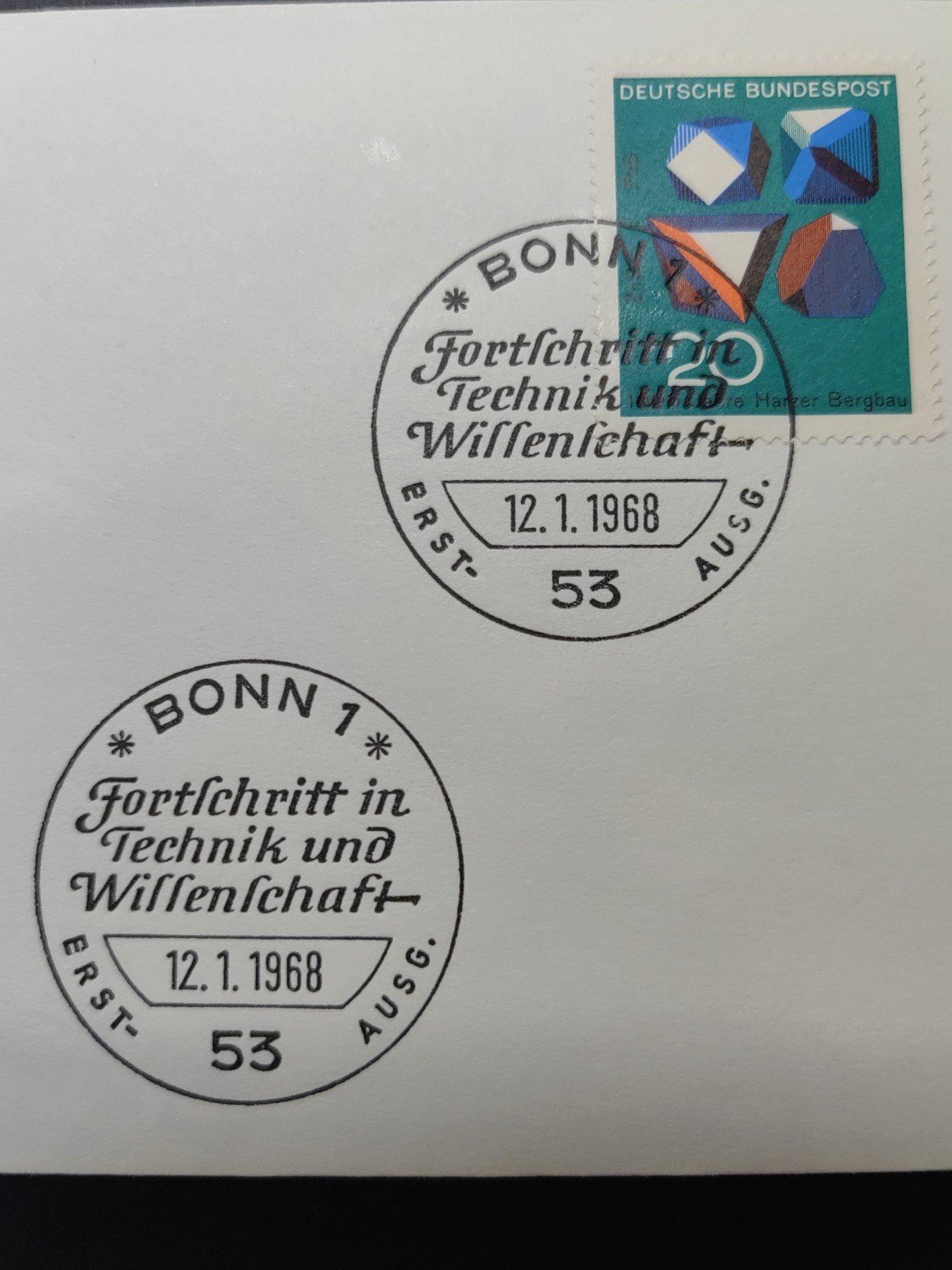 精选多國邮品🔥🔥🔥（拍卖场）放漏专场 第④①场 西德1968年科技进步 印刷开矿石显微镜3全