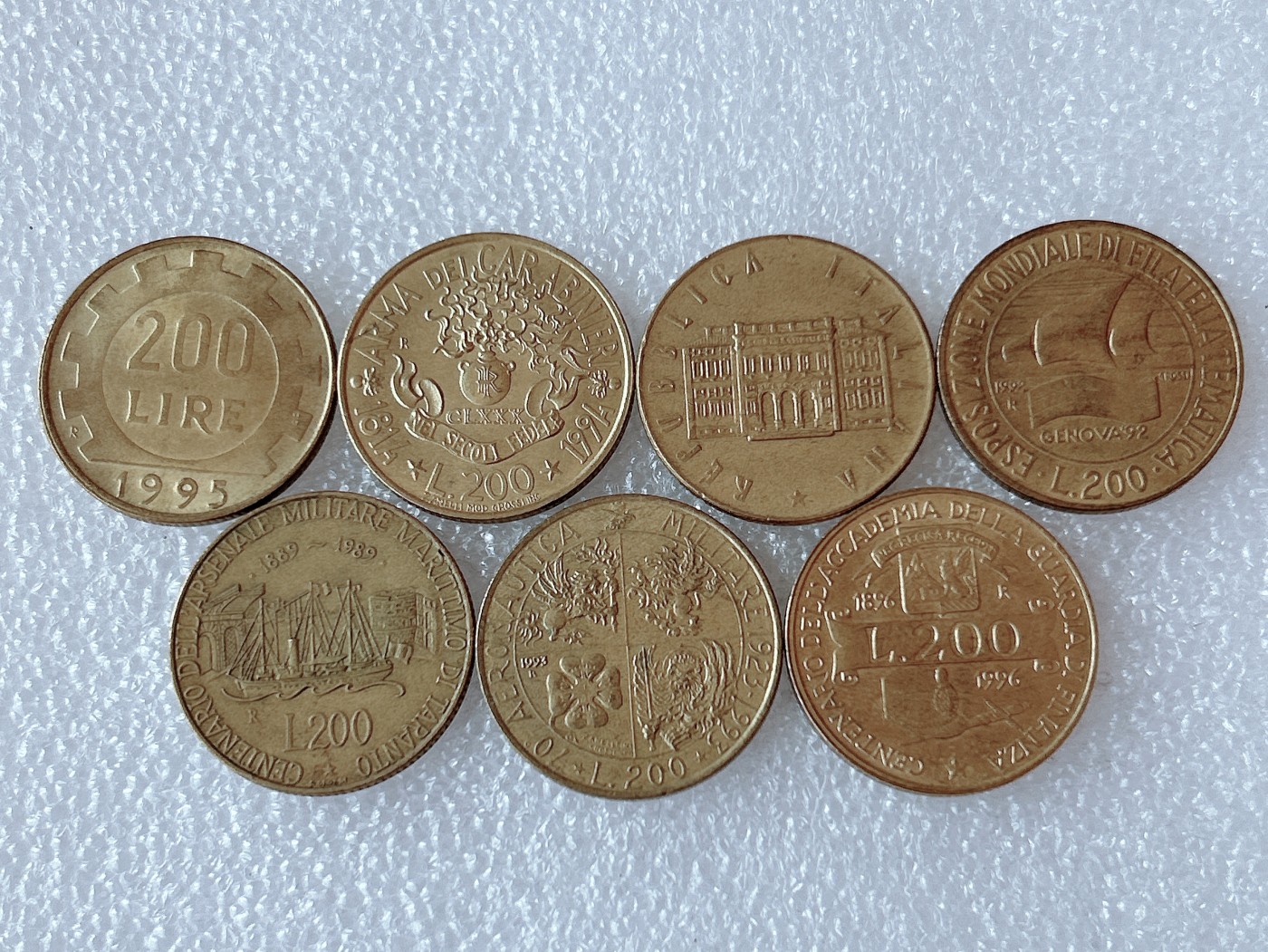 全场一元起拍 世界散币、银币专场 第51期 意大利200里拉 不同版本 7枚
