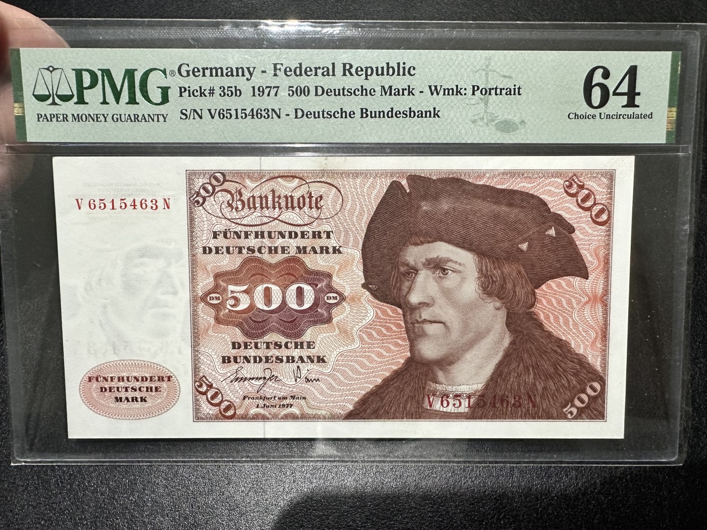 《外钞收藏家》第三百二十六期（连拍第三场） 1977年德国500马克 大副 PMG64