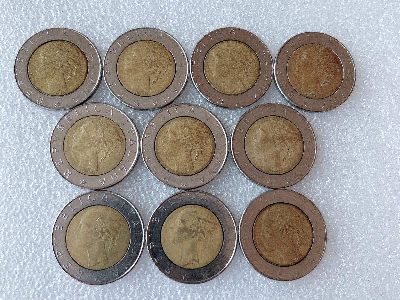 全场一元起拍 世界散币、银币专场 第51期 意大利500里拉双色硬币 10枚