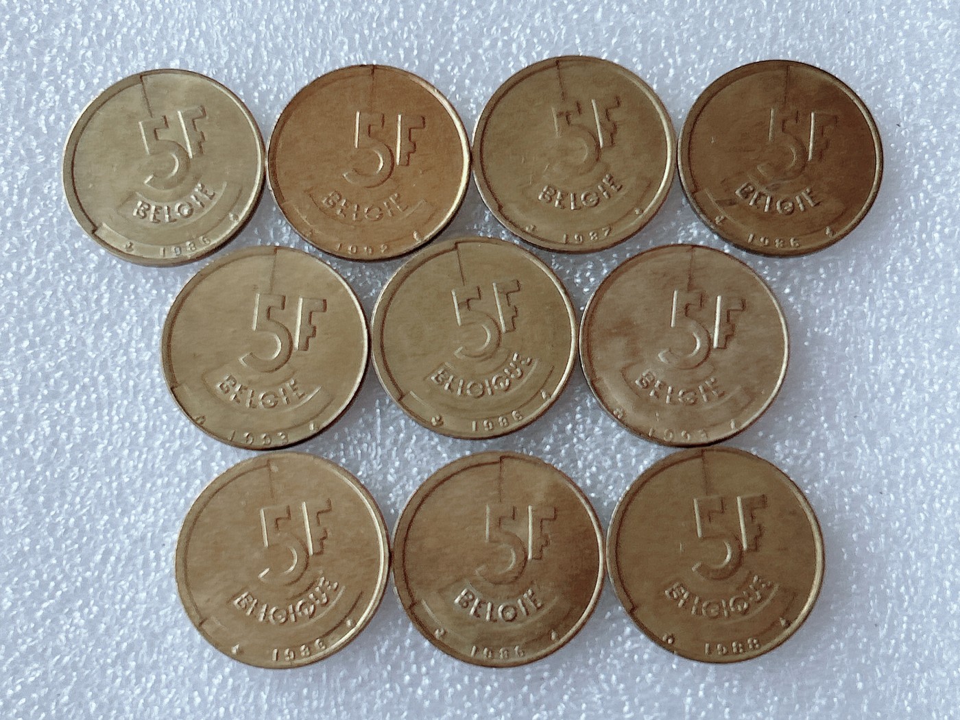 全场一元起拍 世界散币、银币专场 第51期 比利时5法郎硬币 分裂的人格 10枚