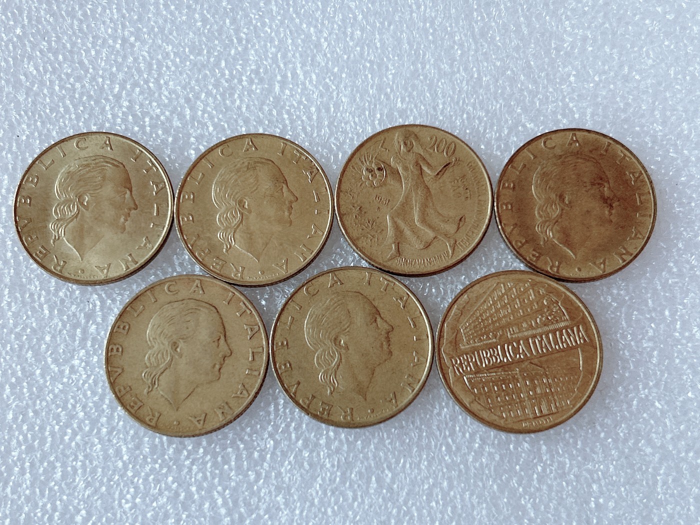 全场一元起拍 世界散币、银币专场 第51期 意大利200里拉 不同版本 7枚