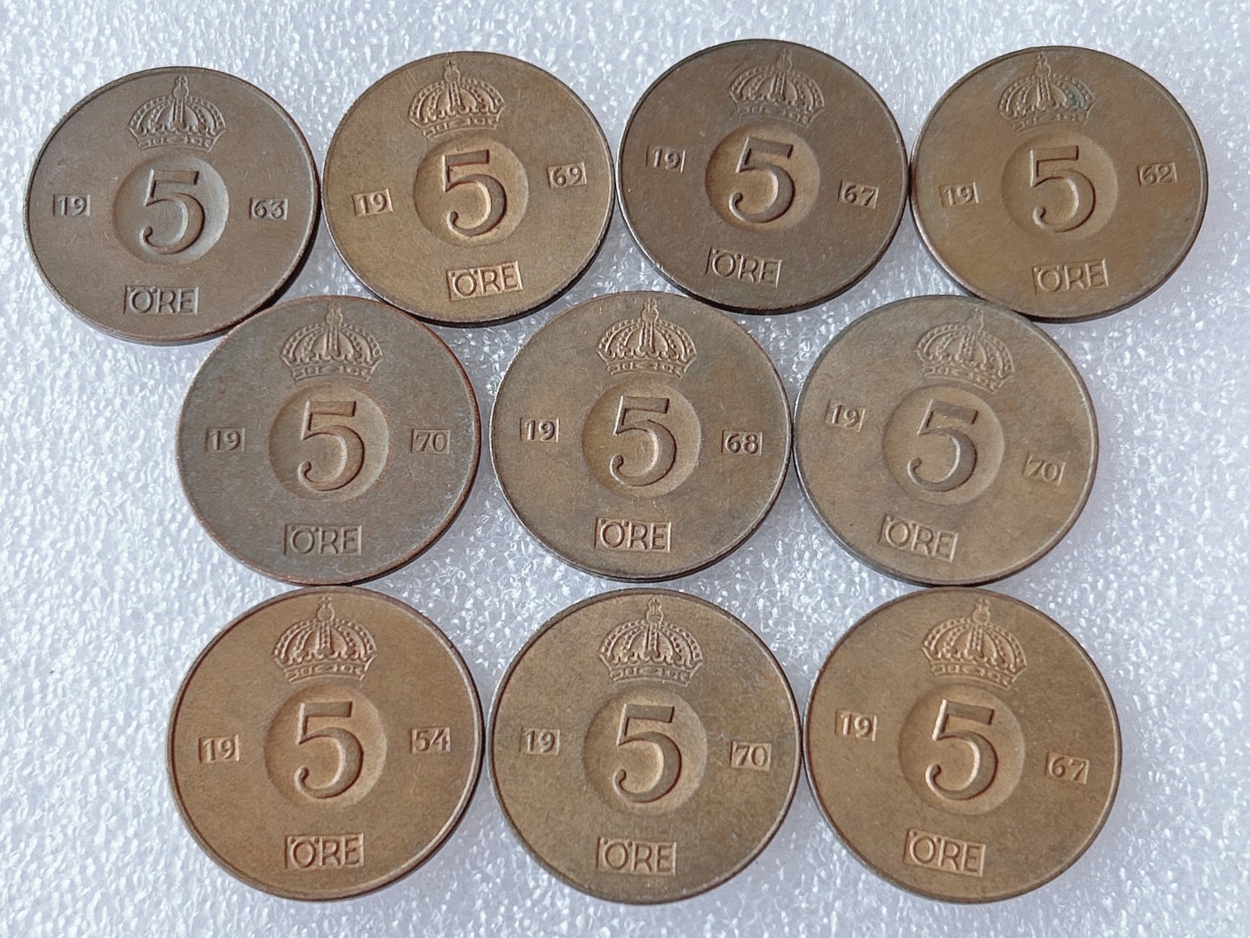 全场一元起拍 世界散币、银币专场 第51期 瑞典5欧尔早期红铜币 10枚