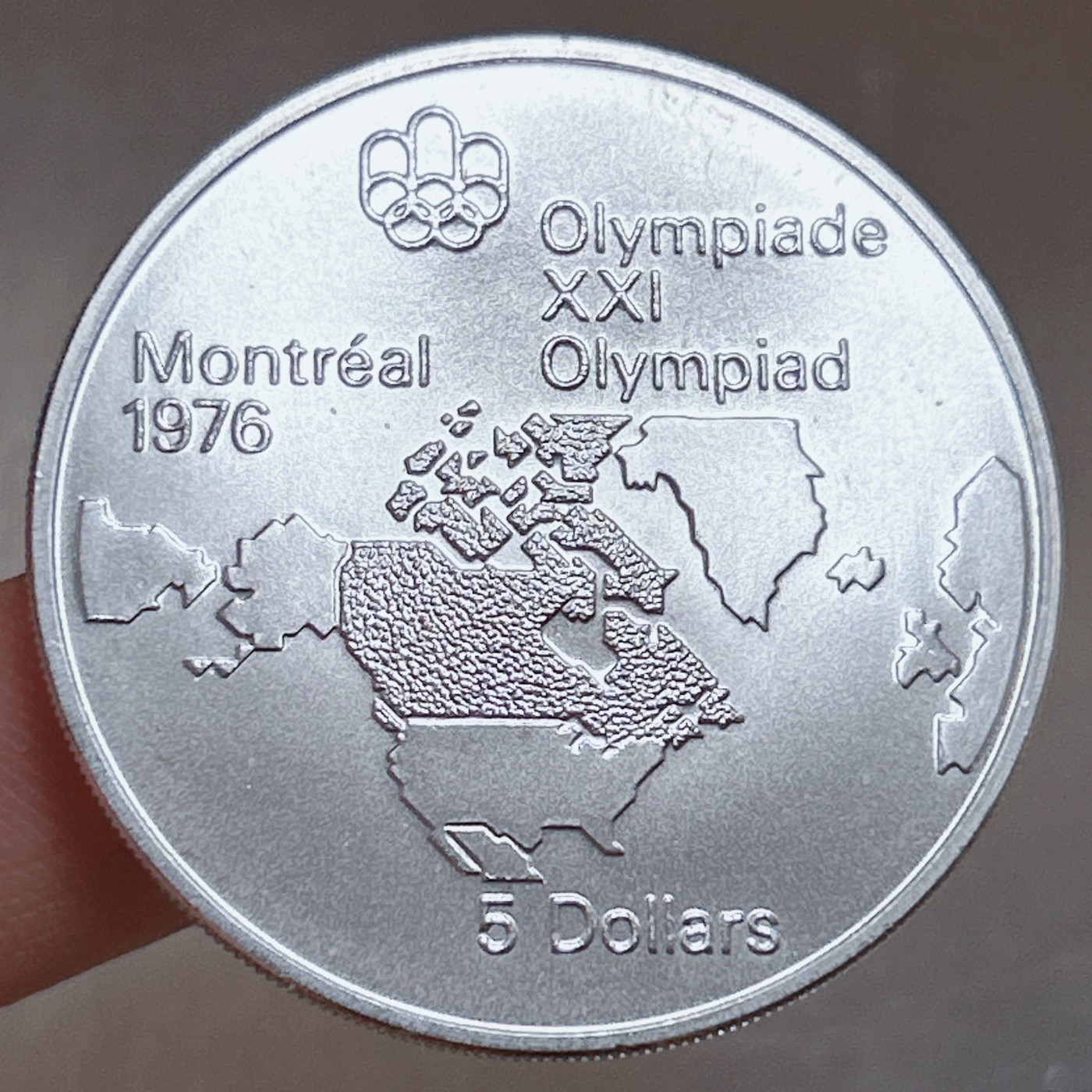 全场一元起拍 世界散币、银币专场 第51期 全新品 1976年加拿大联邦蒙特利尔奥运会5加元精制银币 重24.3克