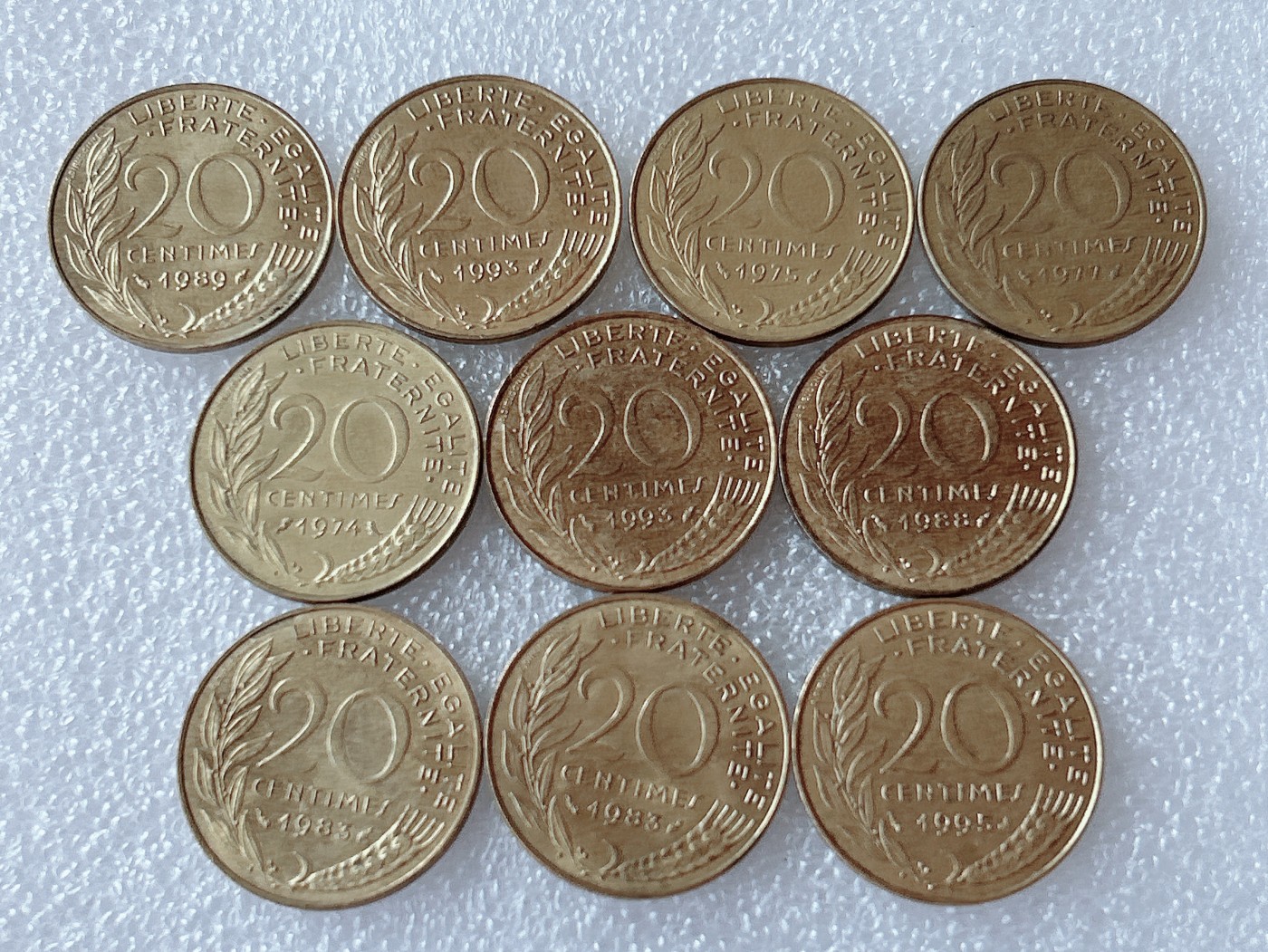 全场一元起拍 世界散币、银币专场 第51期 法国20分女神纪念币 10枚