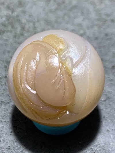精美亚光高玉化巴西玛瑙手工俏色巧雕一心向佛随形2.0圆珠一个！ - 精美亚光高玉化巴西玛瑙手工俏色巧雕一心向佛随形2.0圆珠一个！