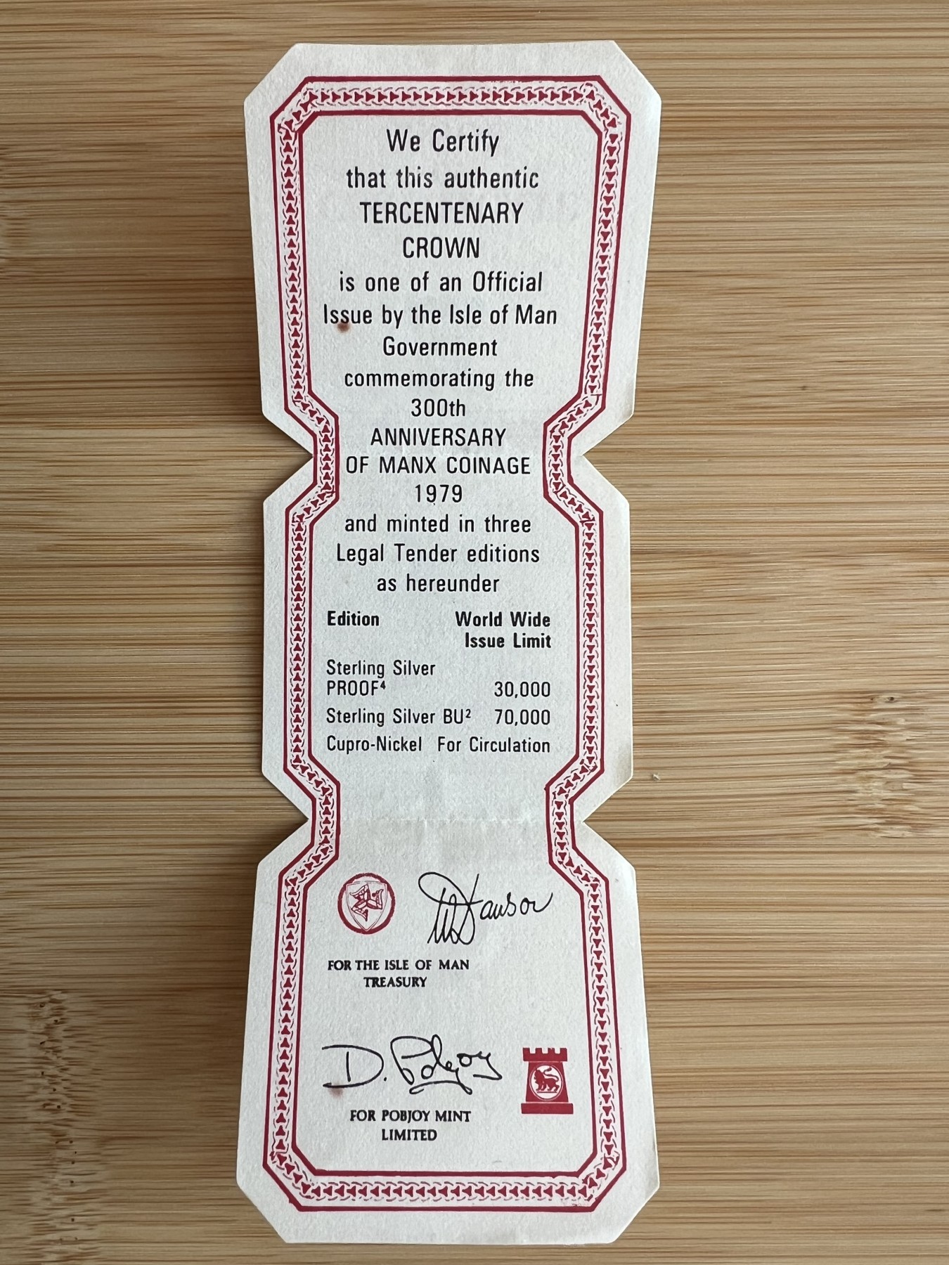 顺丰包邮 外国银币 马恩岛铸币300周年纪念 币中币 大银币盒证全少见