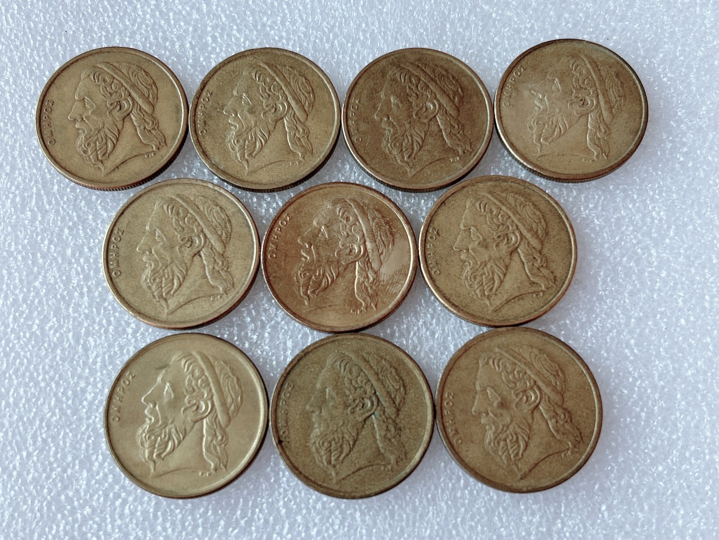 全场一元起拍 世界散币、银币专场 第51期 希腊50德拉克马铜币 荷马帆船 10枚