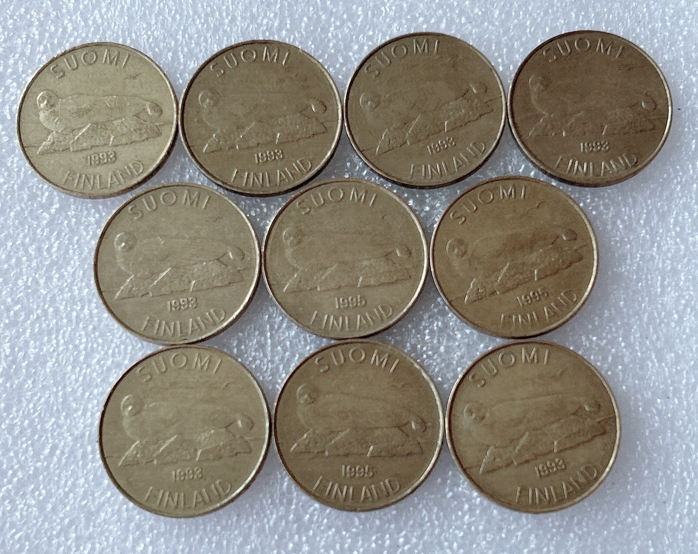 全场一元起拍 世界散币、银币专场 第51期 芬兰90年代5马克硬币 海豹 10枚