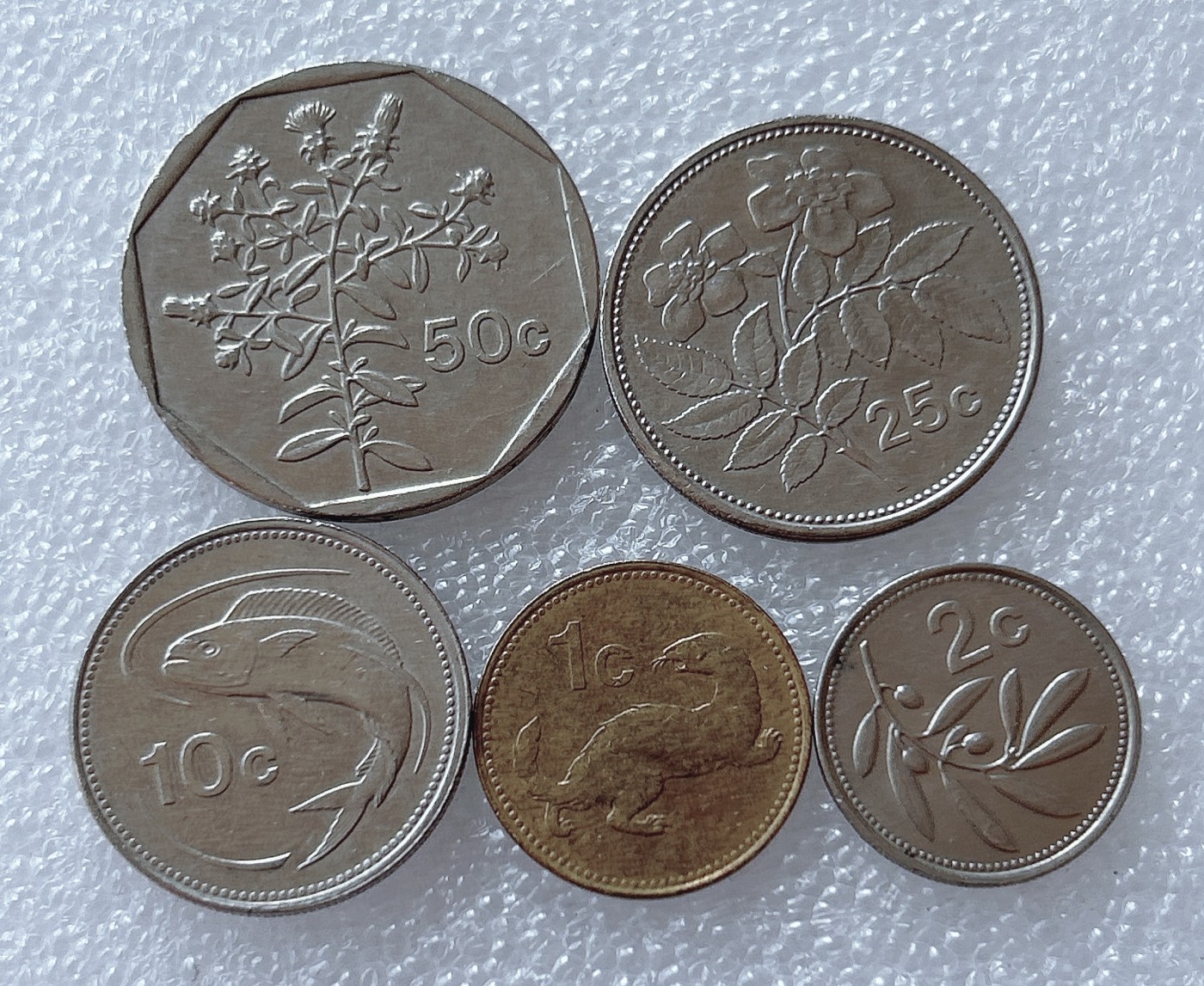 全场一元起拍 世界散币、银币专场 第51期 马耳他硬币 5枚