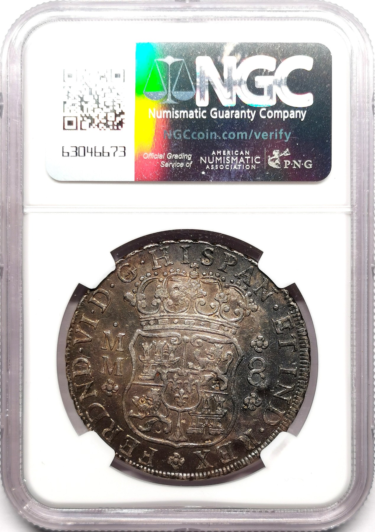 凡希万国世界钱币年度大拍第二季 NGC XFD 1757年西属墨西哥地球8R 熟美五彩包浆 “天”字戳正中 状态不错的在华流通系列