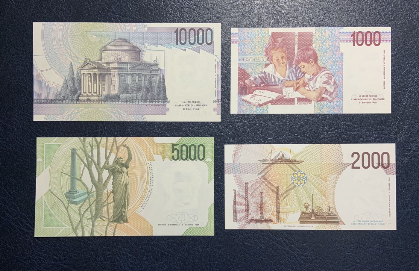 收藏联盟Quantum Auction 第315期拍卖  意大利1984-90年1000到10000里拉 品相全新UNC