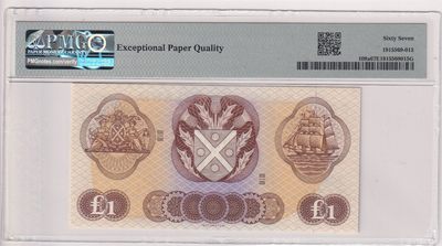 🌗乐淘淘世界纸币收藏拍卖 第36期🌓 【A/1 0364240】苏格兰1968年纸币 1镑 A/1首发冠 PMG67EPQ 亚军分（冠军分仅一张）