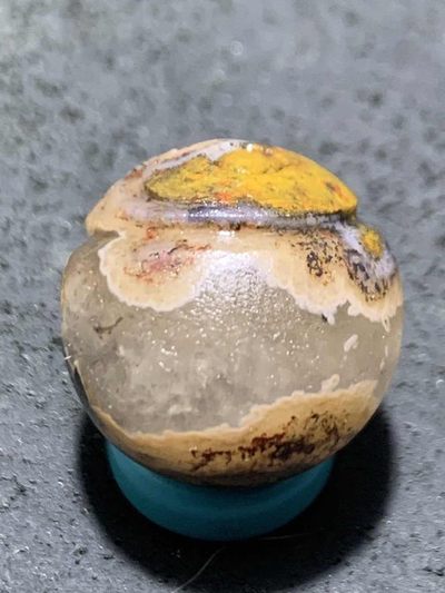 精美亚光冰飘料战国红玛瑙手工俏色巧雕太极珠一颗！ 精美亚光冰飘料战国红玛瑙手工俏色巧雕太极珠一颗！