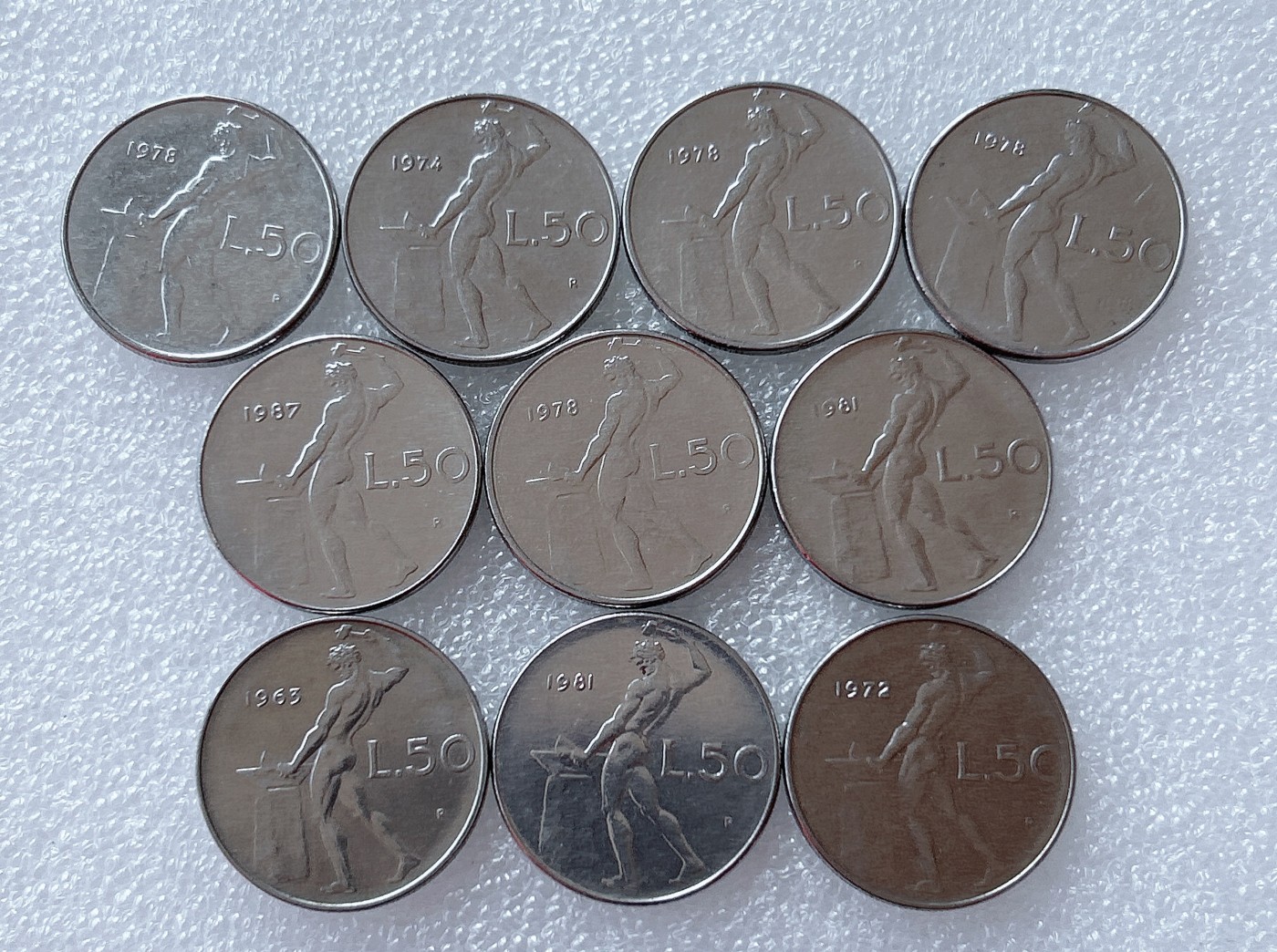 全场一元起拍 世界散币、银币专场 第51期 意大利50里拉锻冶之神-伍尔坎 10枚