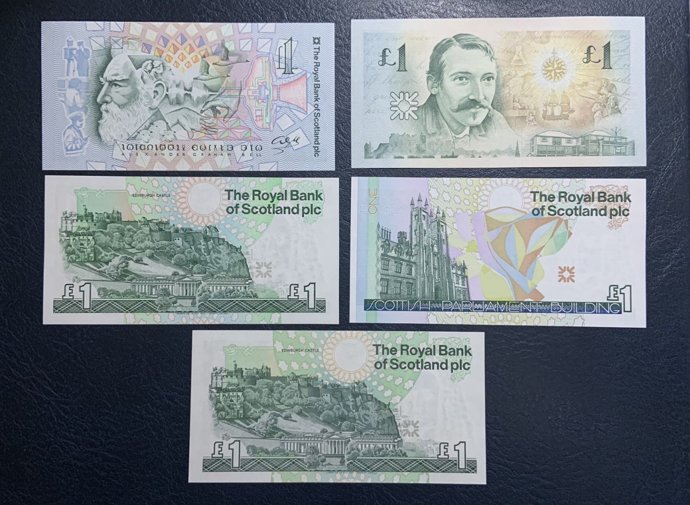 收藏联盟Quantum Auction 第315期拍卖  苏格兰皇家银行1992-99年1镑纪念钞和2001年1镑 品相全新UNC