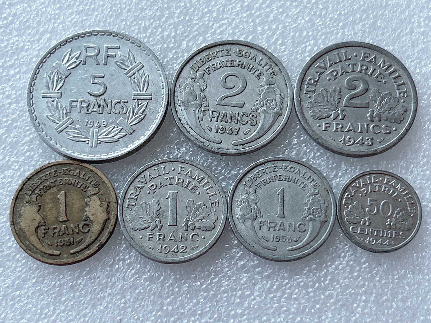 全场一元起拍 世界散币、银币专场 第51期 法国硬币 7枚